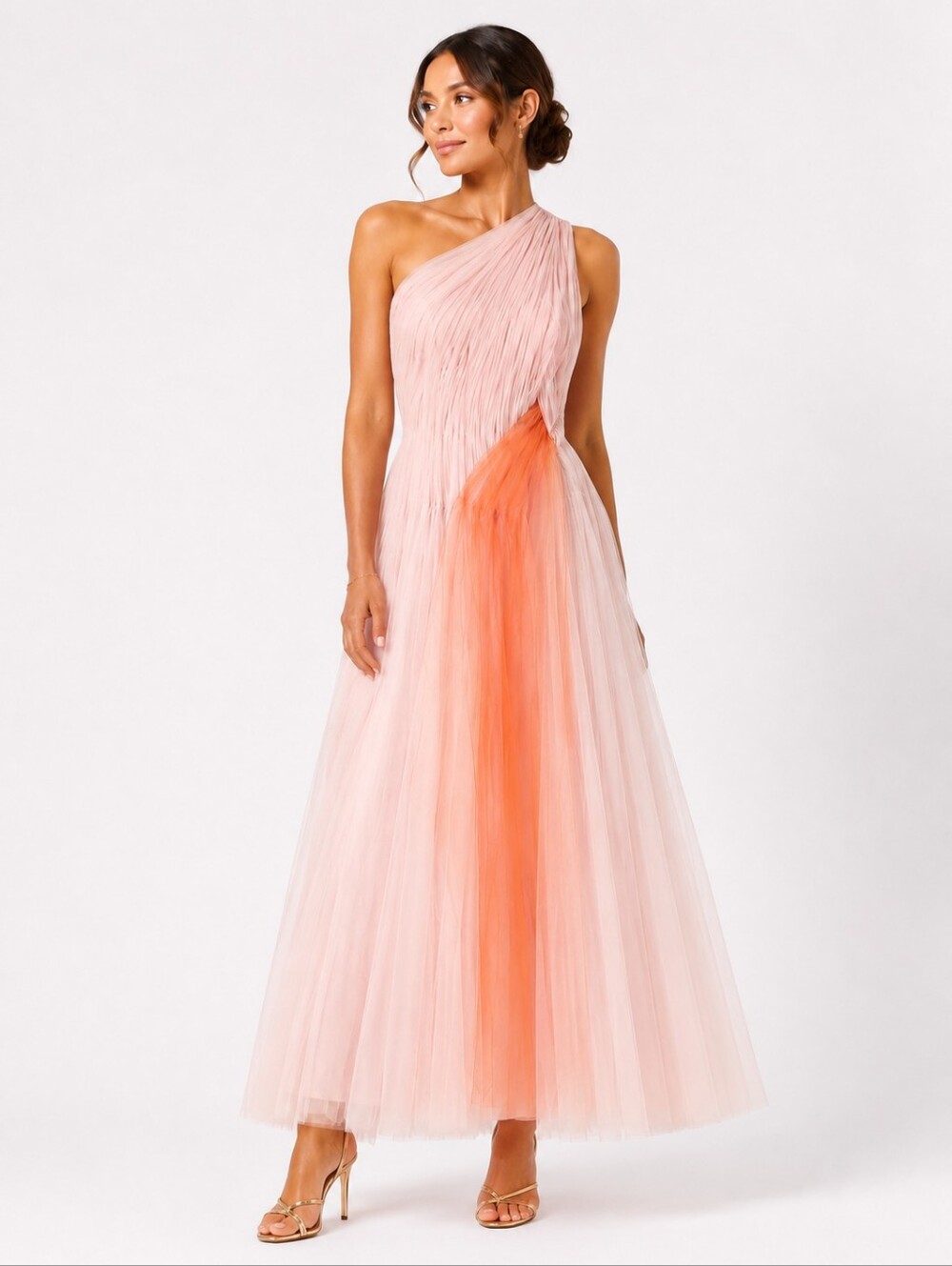 Carolina Herrera Pink One Shoulder Dress with Draped Tulle Size 4 Fall 2019 NEW